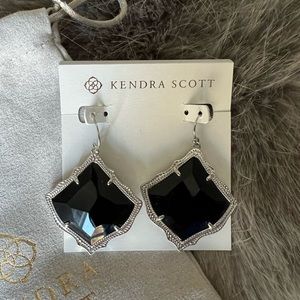 Kendra Scott Kirsten Silver & Black Drop Earrings.